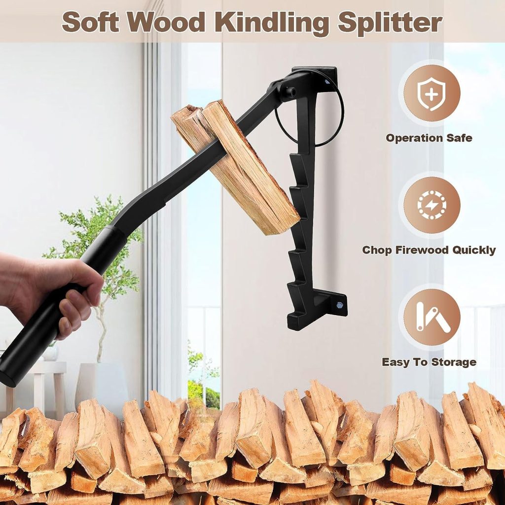 Primachen Kindling Splitter for Wood, Wall Mounted Manual Kindling Wood Splitter, Small Hand Wood Splitter for Indoor Outdoor